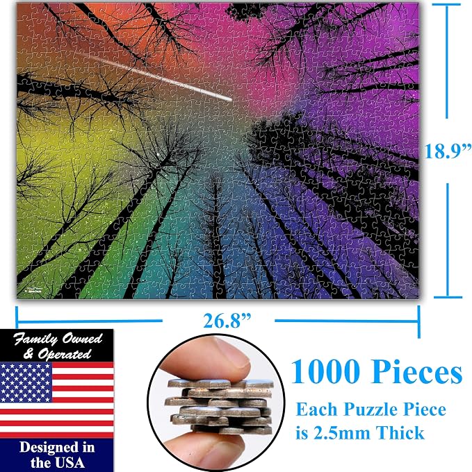 Think2Master Hard Impossible Challenging The Enchanted Forest 1000 Pieces Large Format Jigsaw Puzzle for Kids 13+, Teens, Adults & Families. Beautiful Vibrant Gradient Artwork Size: 26.8” X 18.9”