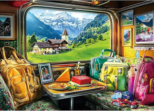 Puzzles for Adults 1000 Pieces, Swiss Mountain Train Journey Jigsaw Puzzles for Adults, AImpossible Hard Difficult Challenging for Family Fun Party Game Gifts Decoration, 27.5 x 19.7 inch
