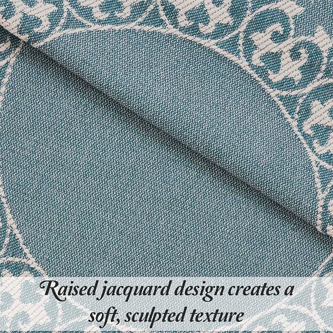 Superior Lyron Cotton Blend Bedspread Set, Includes 1 Tailored Bedspread and 2 Matching Pillow Shams, Lightweight Blanket, Bedding Decor, Jacquard Vintage Floral Mandala, Queen, Cerulean Blue