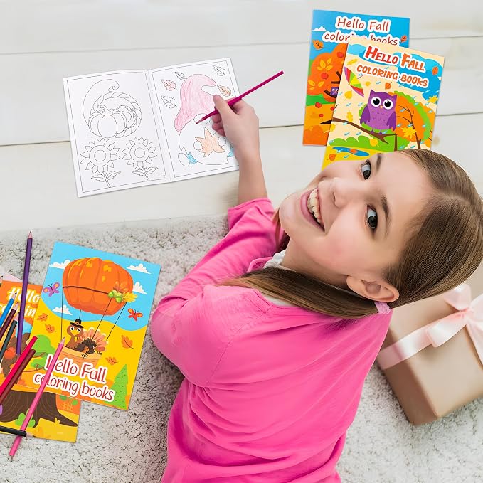 90shine 36PCS Fall Coloring Books for Kids, Thanksgiving Party Favors in Bulk Goodie Bag Stuffers Ages 2-4 3-5 4-8