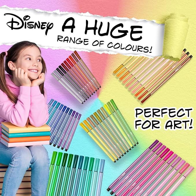 Disney Minnie Mouse Coloring Pens for Kids, 60Pcs Fine Tip Markers Art Supplies - Girls Gifts (Pink)