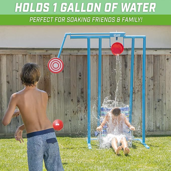 GoSports Splash Tower Water Dunk Game - Water Soaking Dunk Tank for Kids & Adults