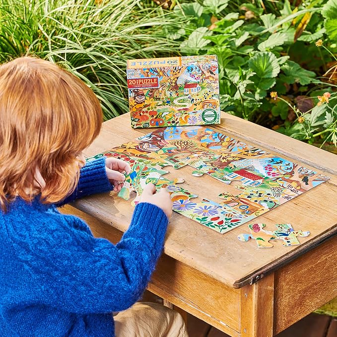eeBoo 20 Piece Giant Floor Puzzle - Fairy Cottage Children's Puzzle Fantasy Nature Themed, Large Pieces for Small Hands to Develop Motor Skills