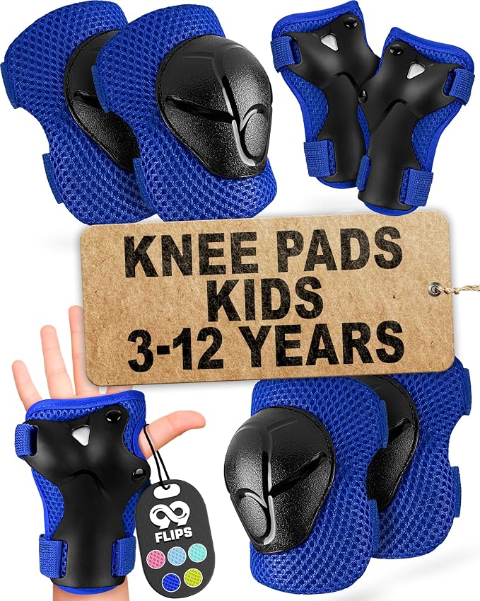 99FLIPS 6pcs Complete Set 3-12 Years- Knee Pads Elbow Pads and Wrist Guards for Kids and Toddler