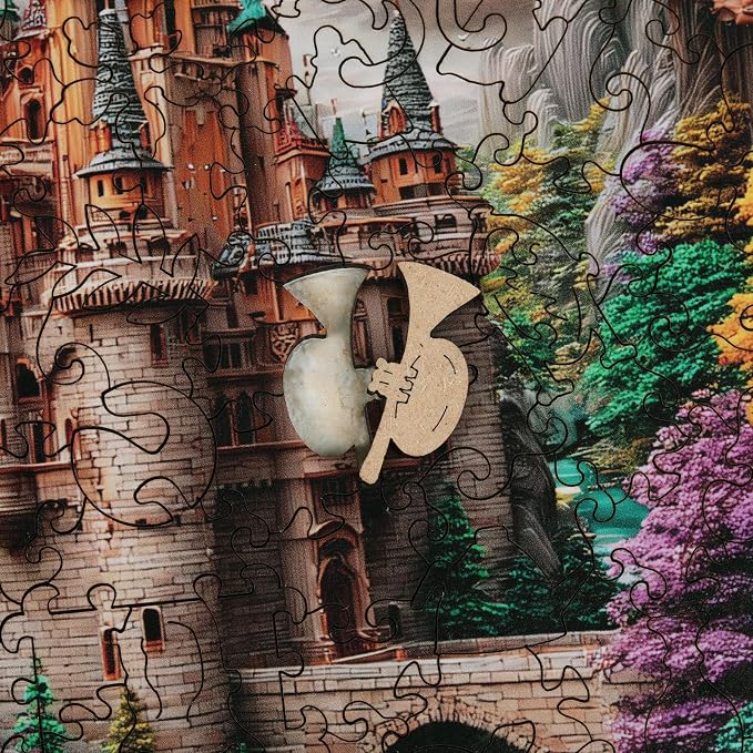 MEATRN Castle 200 Pieces Wooden Puzzles for Adults - Majestic Autumn Castle Landscape Jigsaw Puzzles, Premium Stress Relief Brain Teaser & Premium Decorative Gift, 11.2x11.2 in