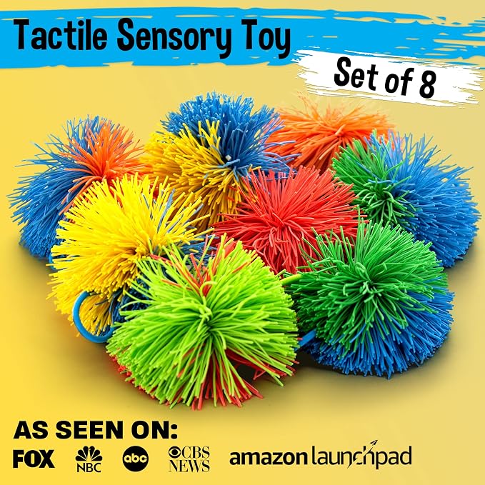 Stringy Balls & Sensory Toys 8 Pack - Fidget Toys Sensory Gifts for Kids Ages 3 4 5 6 7 8 + Year Old - Best Stress Balls Toys & Toddler Toys Gifts for Toddlers, Boys & Girls - Monkey Balls Fidget Toys