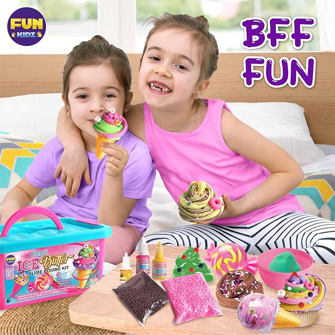 Gift Butter Slime Kit for Girls 10-12, FunKidz Ice Cream Soft Slime Making Kit Ages 8-12 Kids Slime Toys Ideal Birthday Party Present