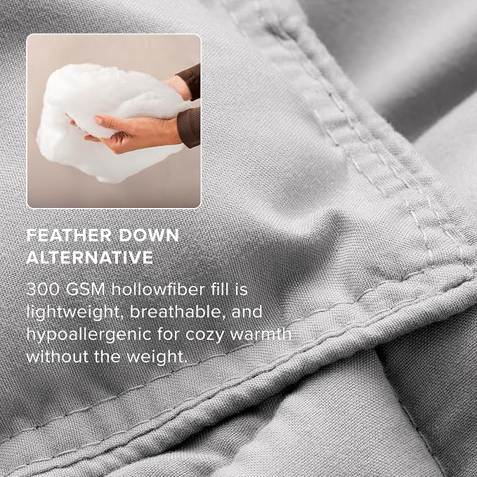 Bare Home Bed-in-A-Bag 7 Piece Comforter & Sheet Set - Full - Goose Down Alternative - Ultra-Soft 1800 Premium Bedding Set (Full, Light Grey/Grey)