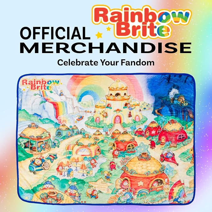 Silver Buffalo Rainbow Brite Rainbowland 45" x 60" Fleece Throw, Soft and Cozy Blanket, 250 GSM