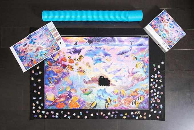 Buffalo Games Roll-Up Puzzle Mat - 2000 Piece, Jumbo - Durable Felt Board for Secure Piece Grip - Storage Tube & Folding Mat for Compact Organization - Portable Puzzle Board for On-the-Go Setup