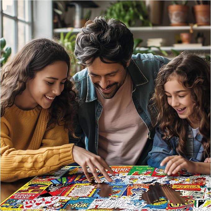 White Mountain 1000 Piece Jigsaw Puzzle Nostalgic Classics Collage Puzzles with Large Pieces Gift for Adults and Family 24"x30" - Card Games