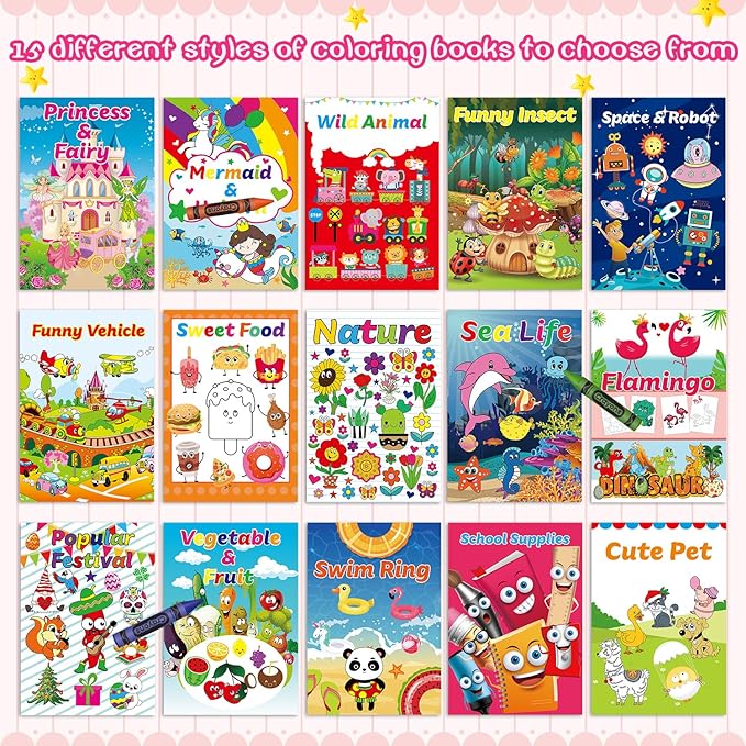 Kalysky 15Pack Small Coloring Books (8.5 x 5.9 inch) for Toddlers 1-3 3-5,Bulk Coloring Books for Kids Ages 2-4 4-8,Party Favors Carnival Prizes Goodie Bag Stuffer,Activity Books for Kids