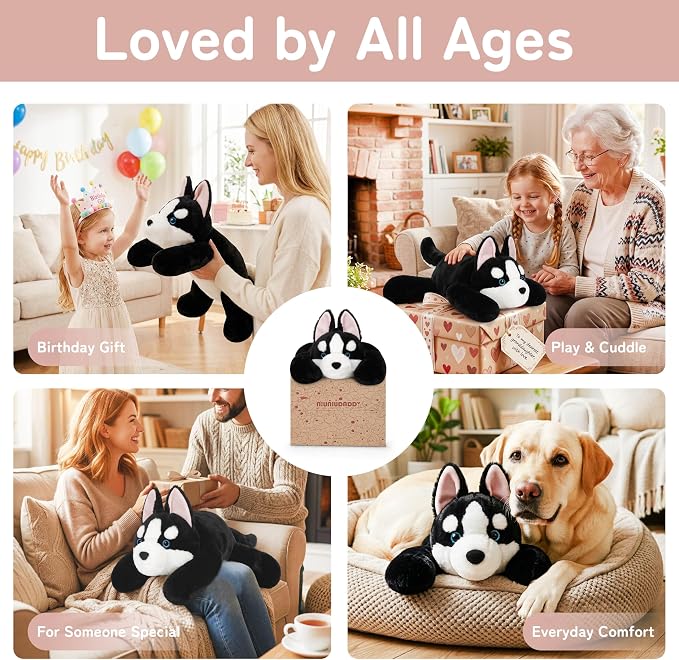 Niuniu Daddy 20" | 3.3 Pound Weighted Husky Stuffed Animal Plushie for Adults & Kids, Large Weighted Lap Pillow for Comfort, Soft Sensory Stuffy Toy as Gift for Holidays