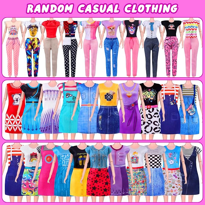 Doll Closet Playset with Doll, 342 Pcs Clothes and Accessories, Princess Dresses Top Pants Swimsuits Wardrobe Shoes Hangers and Other Accessories, Dress up Toys for Girls Toddlers Gift Toys