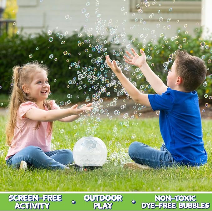 Maxx Bubbles Bubble Light Show – Large Bubble Machine with Spinning Disco Lights | Automatic Bubble Maker for Kids & Adults | Perfect for Parties, Weddings, Birthdays, and Events