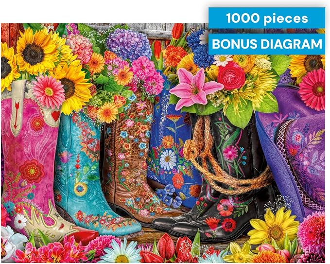 Buffalo Games Lars Stewart Cowgirl Colors 1000 Piece Jigsaw Puzzle - 26.75 x 19.75 in - Vibrant Western Art - Reference Poster - Jigsaw Puzzles for Adults