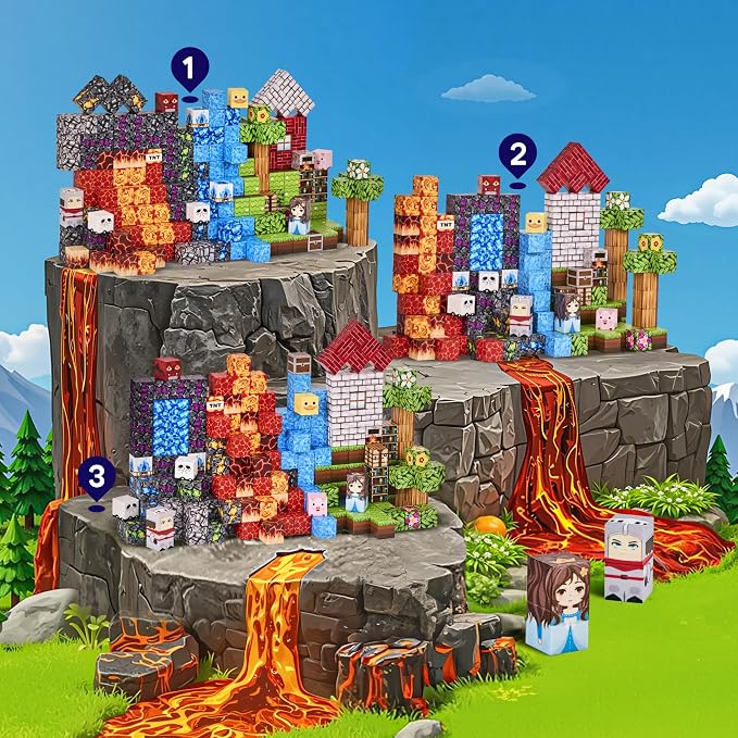 200PCS Magnetic Blocks, Magnetic Building Blocks Cubes Tiles, STEM Educational Stacking Magnets School Game Toys for Kid Ages 3 4 5 6 7 8 9 10 11 Birthday Party Supplies Gifts for Boys and Girls