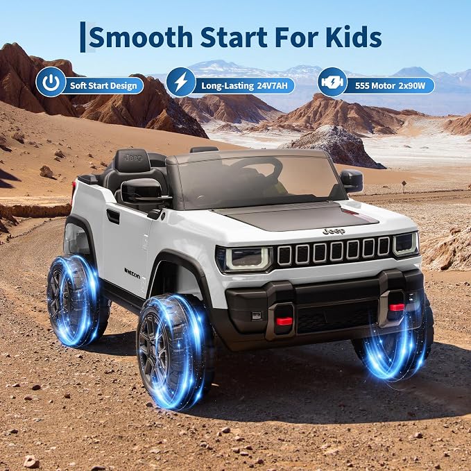 Garvee 24v Licensed Kids Ride on Car, 2 Seater Electric Truck for Big Kids with Parent Remote Control, 3 Speeds, Bluetooth Music, LED Lights for Ages 3-8