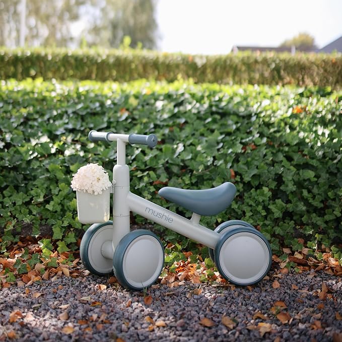 mushie Mini Toddler Bike (Sage) | 12-24 Months | 4 Wheels First Balance Bike