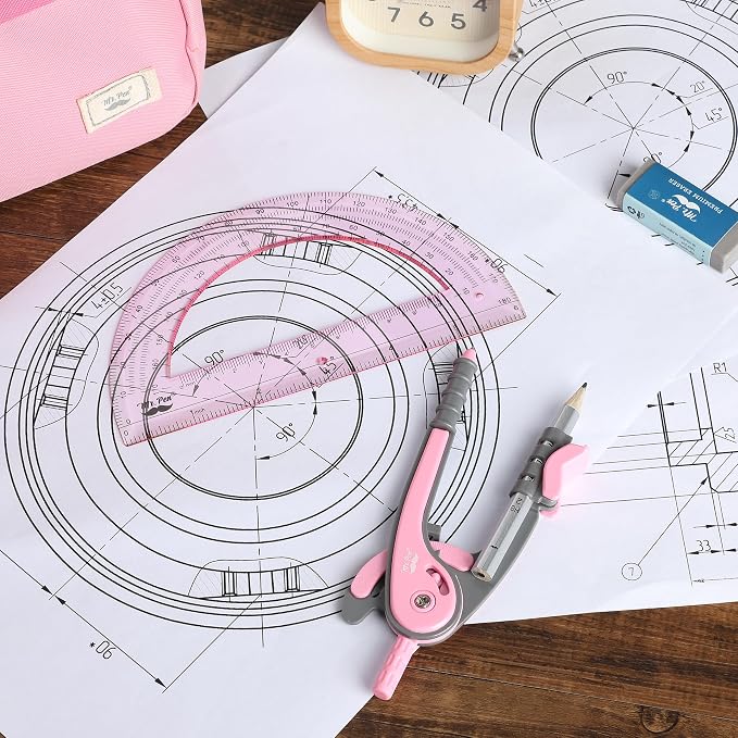 Mr. Pen- Geometry Compass and Protractor Set, 6 Inch Compass | 6 Inch Protractor, Drawing Tool for School, Clear Plastic, Easy Grip, Precision Design for Math, Art, Drafting, Architecture