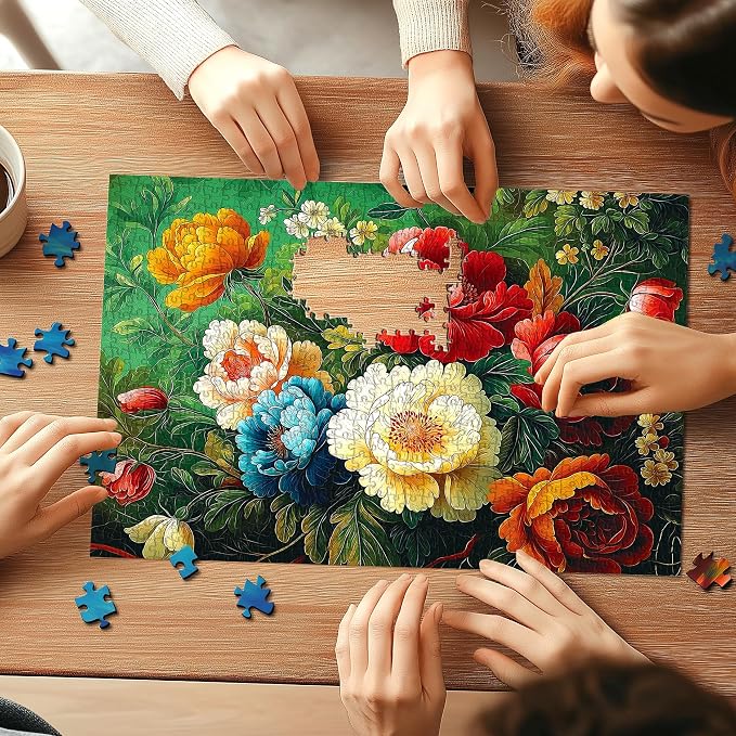 Jigsaw Puzzles for Adults 1000 Pieces Vintage Paint Flower Jigsaw Puzzles Challenge Art Puzzle for Adult with Letters on Back for Gift Home Wall Decor, Dust Free (27.5"x19.7")