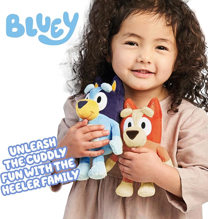 Bluey Heeler Family Stuffed Animals Set of 4, 7-8”, Soft Bingo, Bandit, and Chilli Plush Figure Toys, Cuddly Plush Toys for Kids Ages 3+