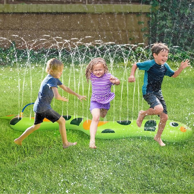 95" × 12" Extra Large Snake Sprinkler for Kids - Inflatable Kids Sprinkler for Yard, Toddler Water Outdoor Toys, Durable Splashing Fun Summer Toys for Garden Lawn, Attaches to Garden Hose