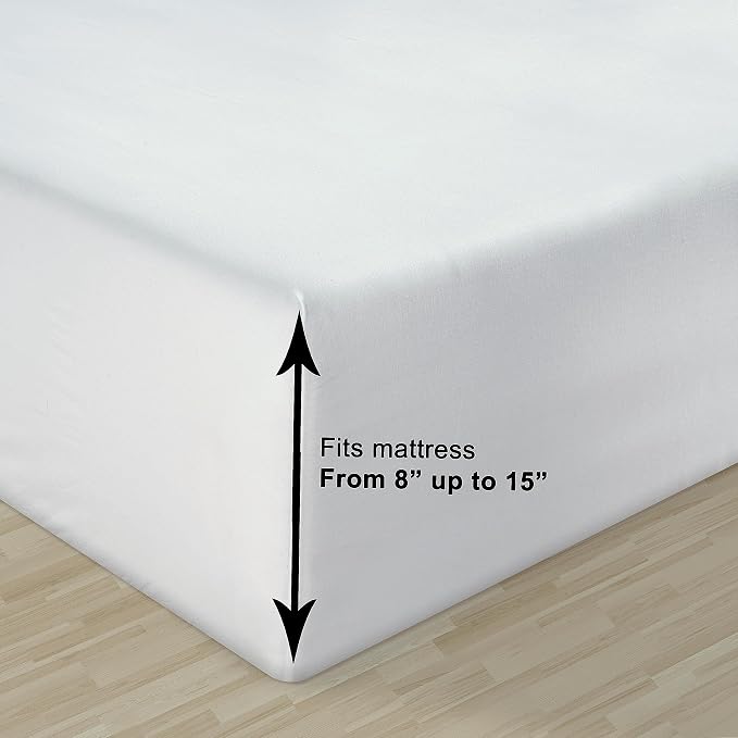 LANE LINEN Queen Sheets 100% Organic Cotton 8pc Percale Cooling - White | Queen Sheet Set, GOTS Certified Organic Cotton Percale - Best-Value Organic Cotton, Affordable Organic Luxury