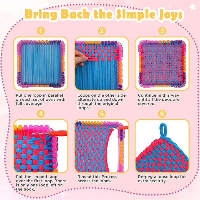 Weaving Loom Kit Toys Crafts Arts and Crafts for Girls Ages 6-8-12 Potholder Loops Toys for Girls and Adults - Knitting Loom Set Pot Holder Weaving Kits and Birthday Gifts for 7 9 10 11 Years Old