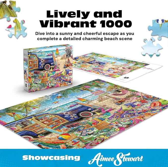 Buffalo Games – Aimee Stewart Beach Vacation 1000-Piece Jigsaw Puzzle for Adults, Silver Select Premium Puzzle with Foil Accents