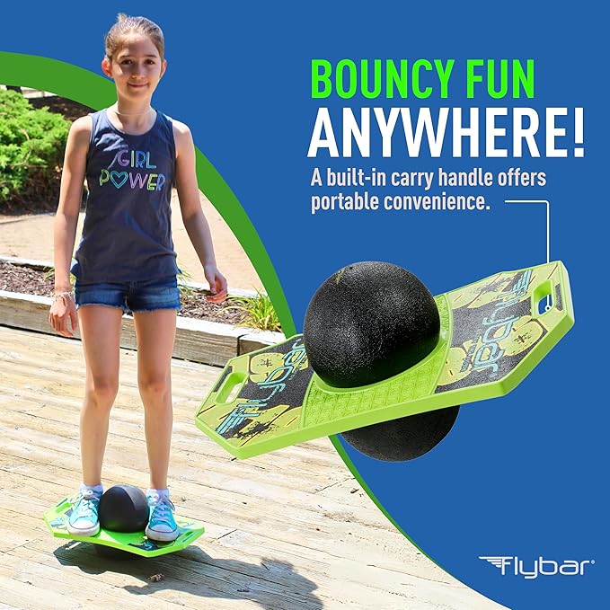 Flybar LED Pogo Trick Ball for Kids Balance Bounce Board w/Anti-Slip Deck