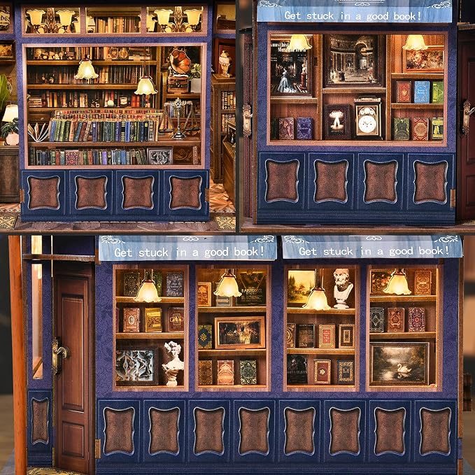 Book Nook Kit, DIY Miniature House Dollhouse Kit 3D Puzzle for Adults | Booknook Bookend Bookshelf Decor Tiny House Model Build with Openable Door, Gifts for Family and Friends