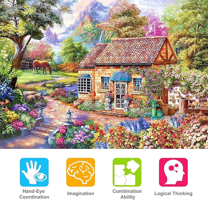 Jigsaw Puzzles for Adults 1000 Pieces, Home Interlock Perfectly No Dust, Home Decors Family Challenge Toys for Men Women Elders Seniors (27.5"x19.6"), 1:1 Poster