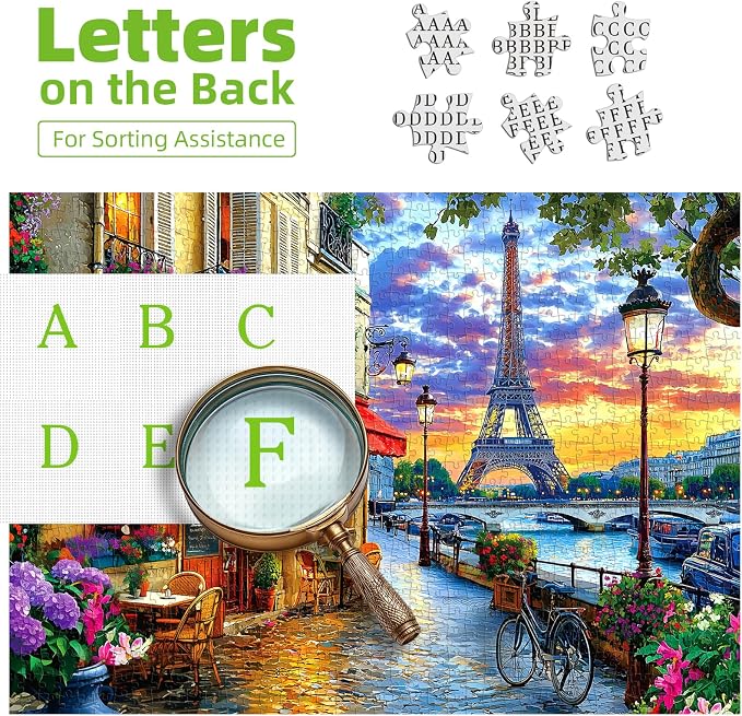 1000 Pieces Paris Twilight Jigsaw Puzzle for Adults - Stress Relief & Family Bonding Game, Scenic Eiffel Tower & Seine River Art, 27.56x19.69 Inches Home Decor