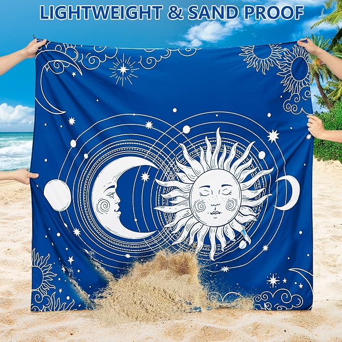 WIWIGO Beach Blanket Waterproof Sandproof Beach Mat 79" X 83"/10'x9'for 2-8 Adults Quick Drying Outdoor Picnic Mat Beach Accessories for Travel, Camping, Hiking
