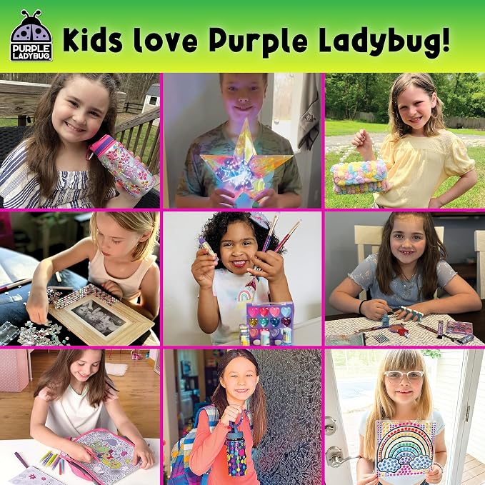 PURPLE LADYBUG Rainbow Scratch Art Paper, 79 PCS Creative Drawing Paper & Stencils - Arts and Crafts for Ages 4-12, Kids Craft Activity Set, Summer Activities for Kids, Travel & Wedding Activities