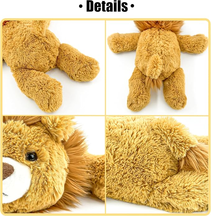 YOUBLEK 16" | 2 Pounds Yellow Lion Weighted Stuffed Animals,Sensory Comfort Plush Throw Pillow Toy,Kawaii Plushies Hugging Toy Gifts for Kids & Adults (Lion, 16 inch 2 Pounds)