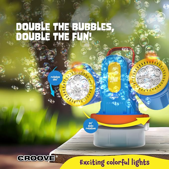 Rechargeable Bubble Machine for Kids, 180° Rotation 12,000+ Big Bubbles Per Minute, Boy Birthday Gift, Outdoor Toys Games & Activities, Gifts for Toddlers, Boys & Girls Age 3,4,5,6,8+ Year Old