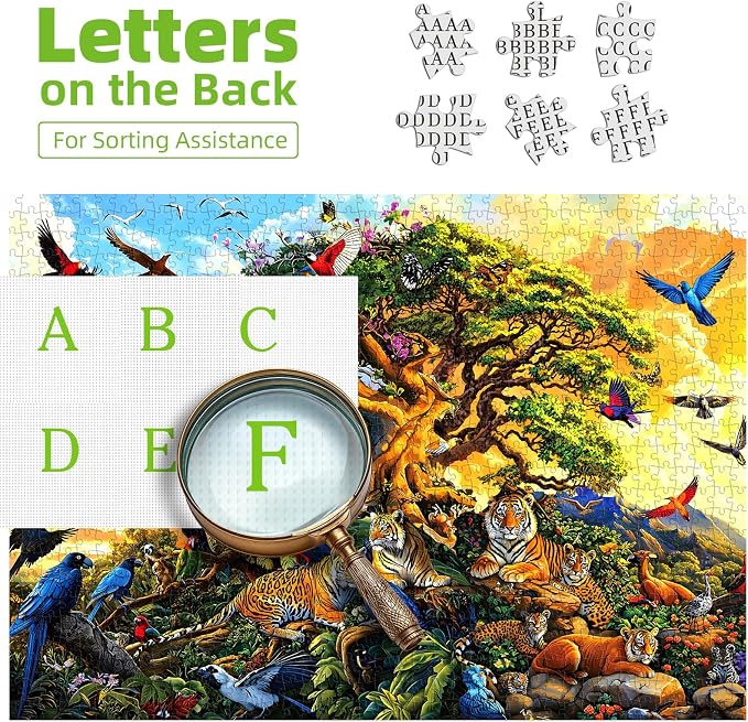 1000 Piece Puzzle for Adults - Forest Jubilee Puzzle with Letters on Back 27.5"x19.7", Nature Lovers Challenging Adult Jigsaw Puzzle, Hard Puzzle for Adult Relax Art Gift