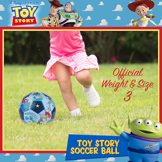 Disney Pixar Toy Story Soccer Ball, Stars Design Youth Kids Mini Soccer Ball, Blue, Size 3