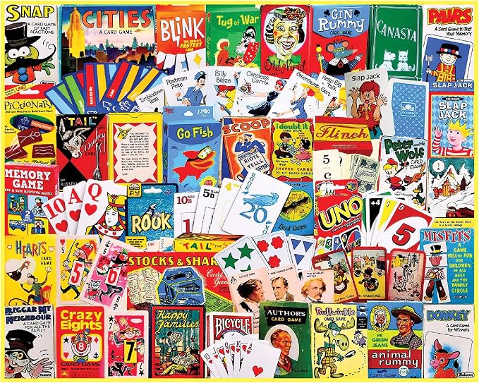 White Mountain 1000 Piece Jigsaw Puzzle Nostalgic Classics Collage Puzzles with Large Pieces Gift for Adults and Family 24"x30" - Card Games