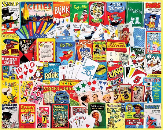 White Mountain 1000 Piece Jigsaw Puzzle Nostalgic Classics Collage Puzzles with Large Pieces Gift for Adults and Family 24"x30" - Card Games