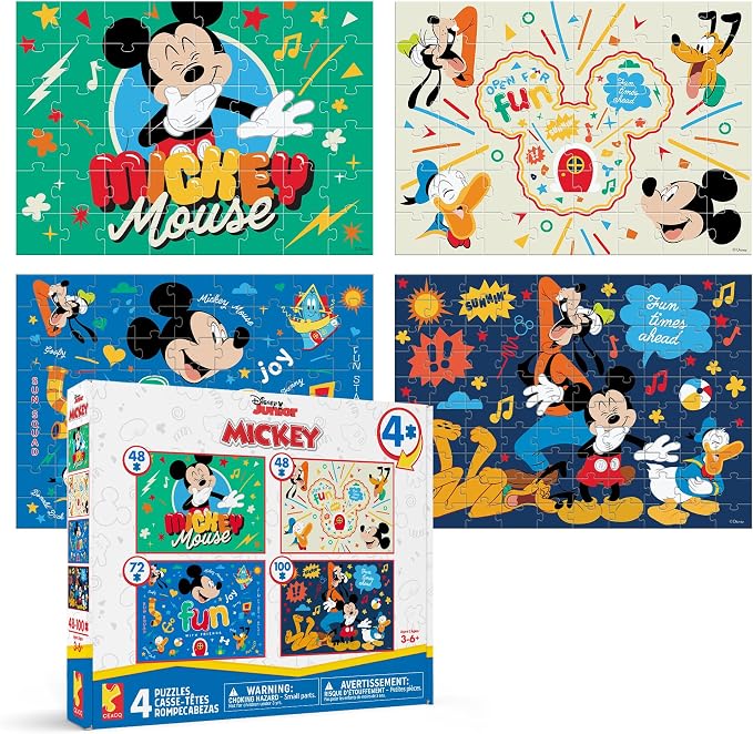 Disney Mickey Mouse & Friends - CEACO 4-in-1 Multipack Jigsaw Puzzles - Made for Kids - Ages 3–6+