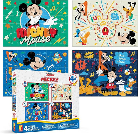 Disney Mickey Mouse & Friends - CEACO 4-in-1 Multipack Jigsaw Puzzles - Made for Kids - Ages 3–6+