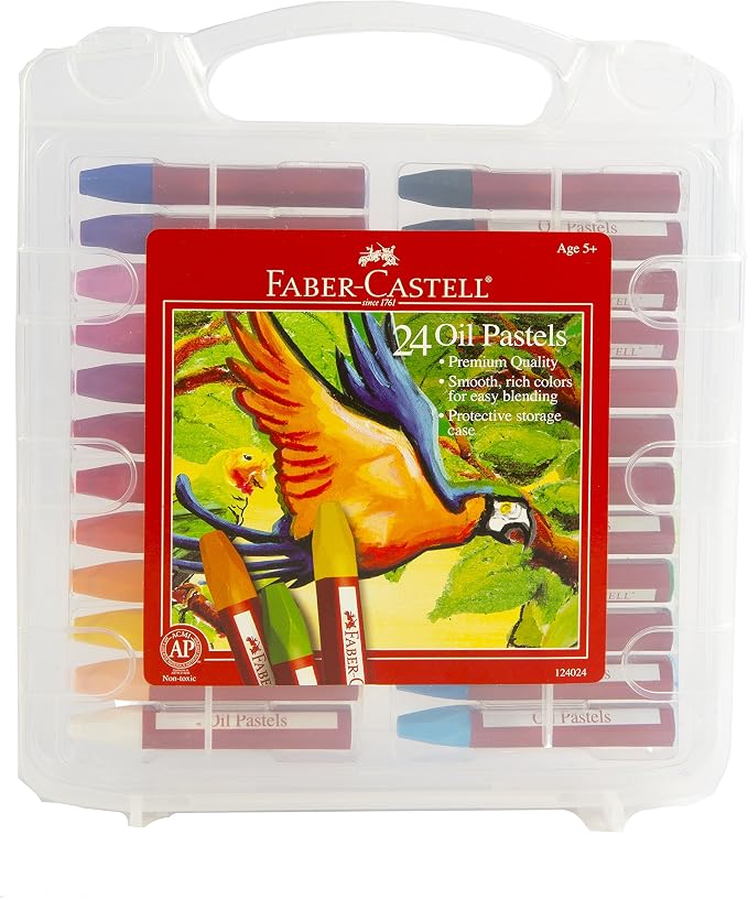 Faber-Castell Blendable Oil Pastels In Durable Storage Case | Back to School Favorites | 24 Vibrant Colors - Non-Toxic Pastels for Kids