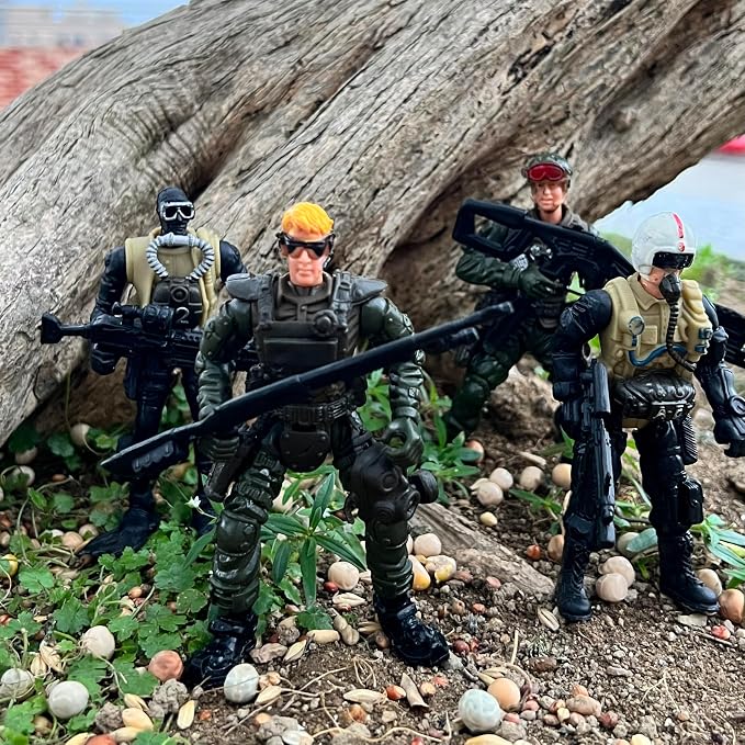 Army Men Action Figure, Soldiers Toy for Boys Age 4-7, 6 Pcs Special Force Action Figure with Weapons Military Soldier Playset Army Toy Set for Boys 3+