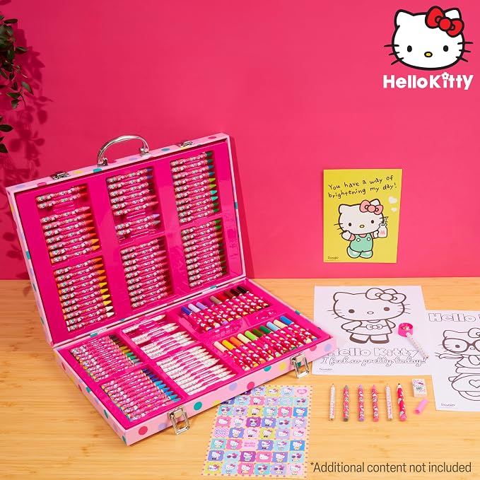 Hello Kitty Colored Pencils Art Supplies Drawing Kit School Supplies Painting Girls Drawing Pencils Art Kit Travel Case with Crayons Arts and Crafts for Kids 4-12