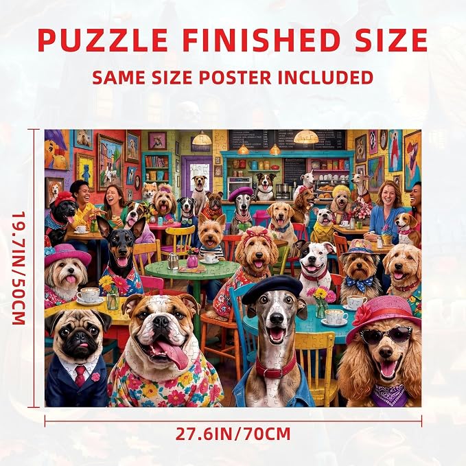 Nattork Jigsaw Puzzles 1000 Pieces for Adults, Families (Dog Coffee) Pieces Fit Together Perfectly