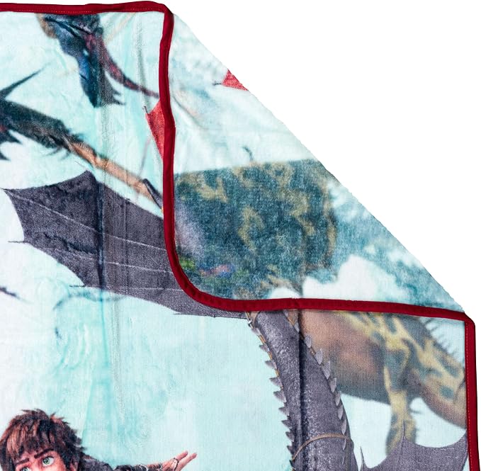 Silver Buffalo How to Train Your Dragon Plush Fleece Throw Blanket Featuring Hiccup and Night Fury, 45" x 60"
