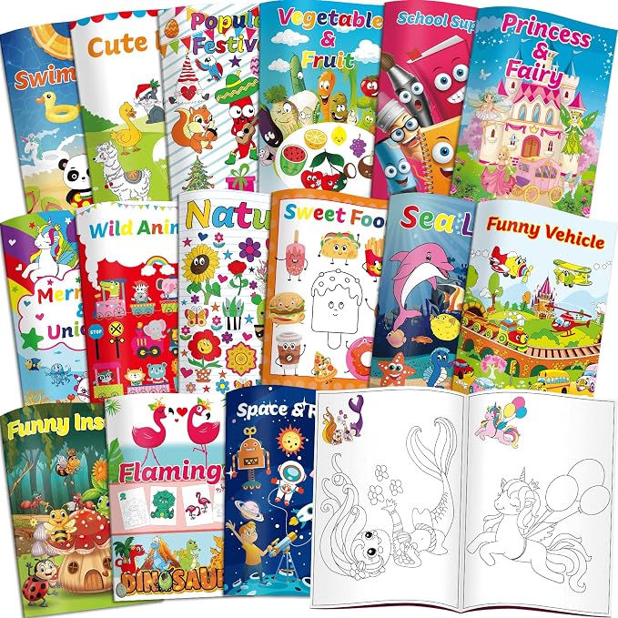 Kalysky 15Pack Small Coloring Books (8.5 x 5.9 inch) for Toddlers 1-3 3-5,Bulk Coloring Books for Kids Ages 2-4 4-8,Party Favors Carnival Prizes Goodie Bag Stuffer,Activity Books for Kids